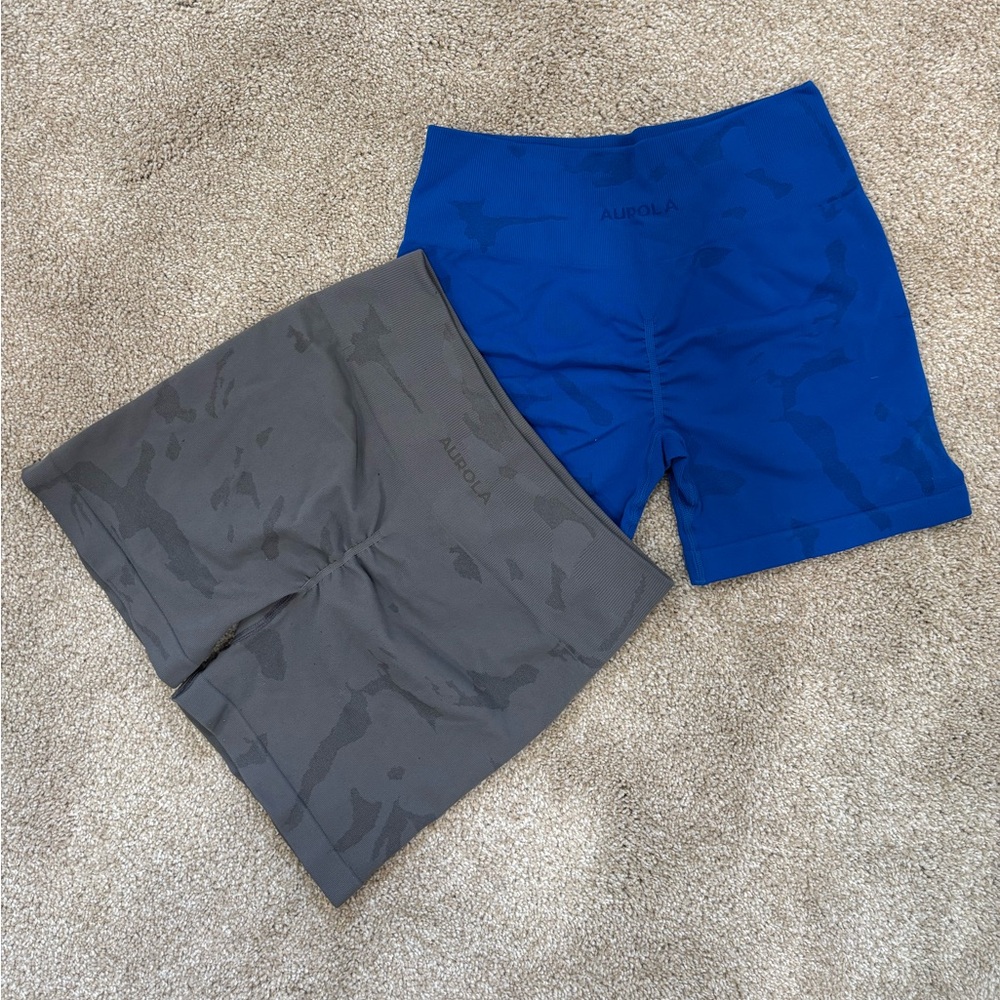 Blue and Gray Workout Shorts Set